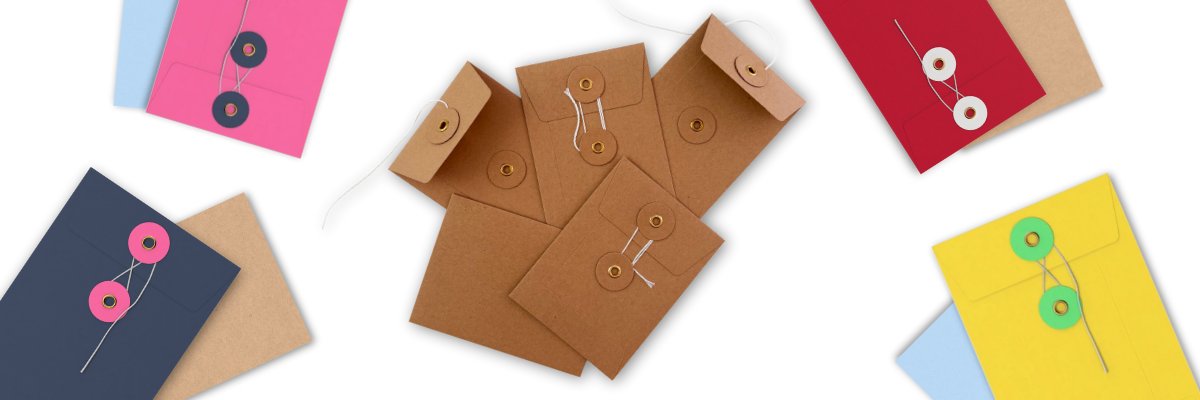 Sobres con cierre de cuerda y arandela