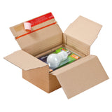 Caja de cartón ajustable con cierre autoadhesivo para envíos