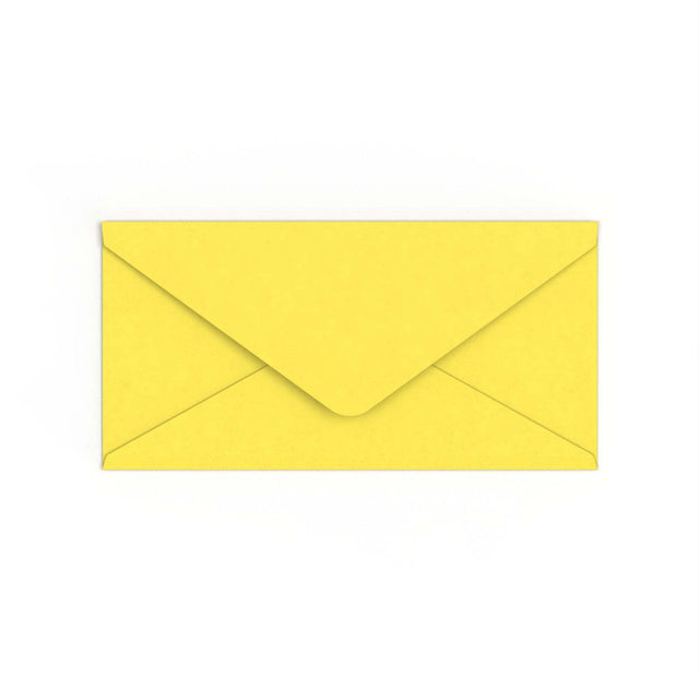 DL Sunflower Yellow British Made Gummed V-Flap Envelope (110 x 220mm)