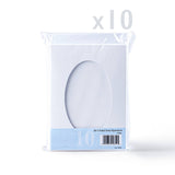 Pack de tarjetas blancas trípticas con ventana ovalada